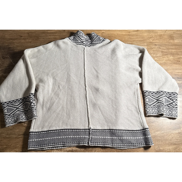 Splendid Kenny Cardigan Printed Geo Boarder Cotton Blend White Sand Large - Picture 7 of 9